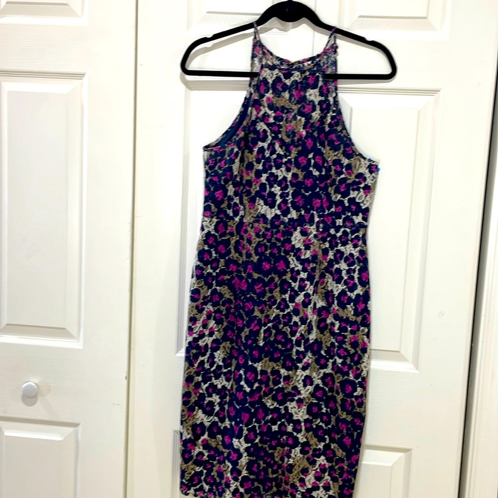 Trina Turk lack halter neck fitted dress